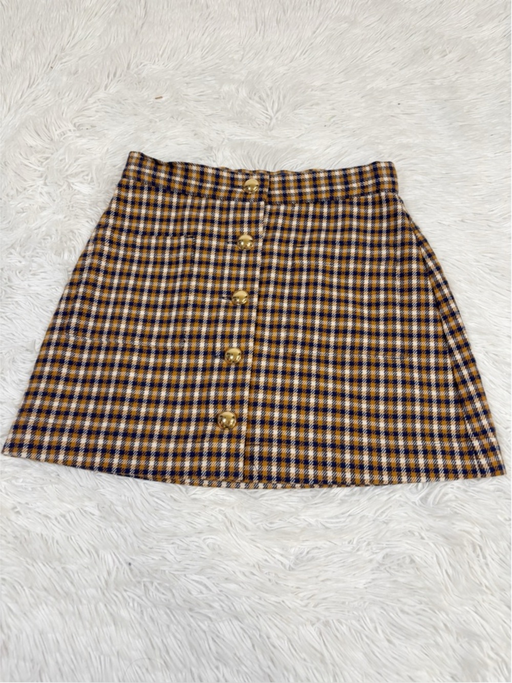 Crewcuts girls plaid a-line skirt button front adjustable waist